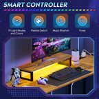 GALAXHERO Bureau Gamer en L de 120 cm, Bureau d'Angle Informatique avec Rangement, Prises de Courant et Lumières LED, Bureau de Travail/Gaming pour Chambre