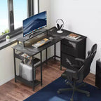 GALAXHERO Bureau Gamer en L de 120 cm, Bureau d'Angle Informatique avec Rangement, Prises de Courant et Lumières LED, Bureau de Travail/Gaming pour Chambre