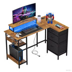 GALAXHERO Bureau Gamer en L de 120 cm, Bureau d'Angle Informatique avec Rangement, Prises de Courant et Lumières LED, Bureau de Travail/Gaming pour Chambre