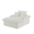 Pexfix 55 po. L Canapé moderne rembourré en velours côtelé une place avec oreillers et repose-pieds, chaise longue pour salon, chambre, appartement, bureau, blanc