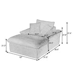 Pexfix 55 po. L Canapé moderne rembourré en velours côtelé une place avec oreillers et repose-pieds, chaise longue pour salon, chambre, appartement, bureau, blanc