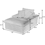 Pexfix 55 po. L Canapé moderne rembourré en velours côtelé une place avec oreillers et repose-pieds, chaise longue pour salon, chambre, appartement, bureau, blanc