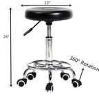 Tabouret de bar roulant en similicuir PU noir réglable en hauteur, chaise de travail pour salon