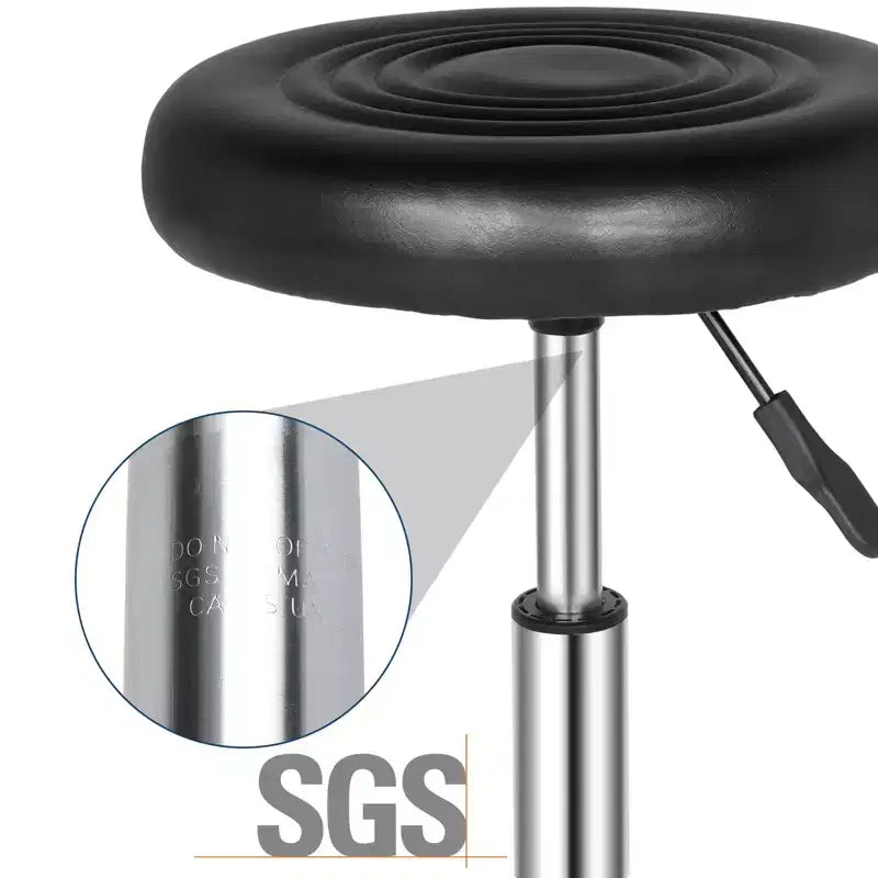 Tabouret de bar roulant en similicuir PU noir réglable en hauteur, chaise de travail pour salon