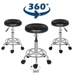 Tabouret de bar roulant en similicuir PU noir réglable en hauteur, chaise de travail pour salon