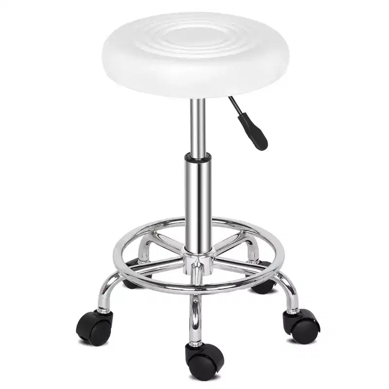 Tabouret de bar roulant en similicuir PU noir réglable en hauteur, chaise de travail pour salon