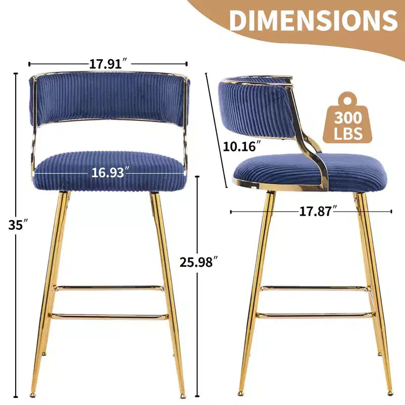 Tabouret de bar moderne Karl Home Cream, rembourrage épais, pieds en métal