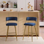 Tabouret de bar moderne Karl Home Cream, rembourrage épais, pieds en métal
