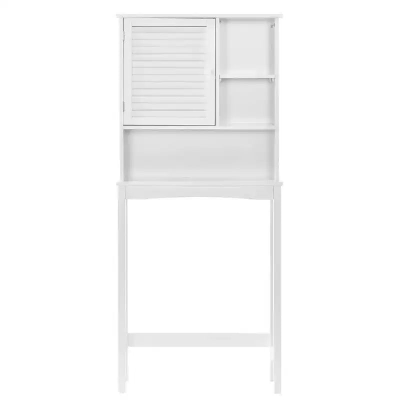 Organisateur de toilettes TROPOW avec étagère réglable, armoire autoportante avec porte à volet et espace de rangement ouvert pour salle de bain Blanc