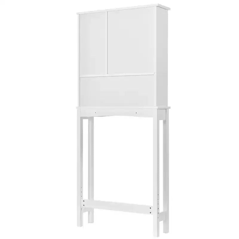 Organisateur de toilettes TROPOW avec étagère réglable, armoire autoportante avec porte à volet et espace de rangement ouvert pour salle de bain Blanc