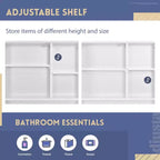 Organisateur de toilettes TROPOW avec étagère réglable, armoire autoportante avec porte à volet et espace de rangement ouvert pour salle de bain Blanc