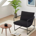 Fauteuil d'appoint suspendu pour salon, fauteuil douillet moderne à cadre métallique, chaises rembourrées avec coussin en mousse déchiquetée, chaise longue