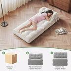 Canapé-lit pliable, canapé pliant au sol pour salon, fauteuil de couchage convertible avec oreiller matelas pliable soutien dorsal, beige