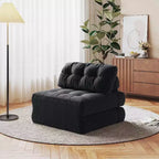 Canapé-lit pliable, canapé pliant au sol pour salon, fauteuil de couchage convertible avec oreiller matelas pliable soutien dorsal, beige