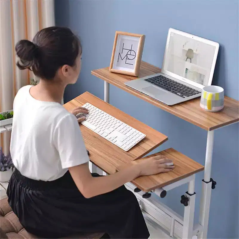 Petit bureau debout avec roulettes, bureau mobile, table debout portable sur roulettes pour tapis de marche, bureau d'ordinateur roulant à hauteur réglable