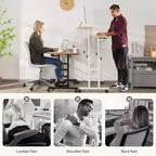 Petit bureau debout avec roulettes, bureau mobile, table debout portable sur roulettes pour tapis de marche, bureau d'ordinateur roulant à hauteur réglable