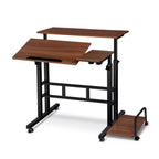 Petit bureau debout avec roulettes, bureau mobile, table debout portable sur roulettes pour tapis de marche, bureau d'ordinateur roulant à hauteur réglable