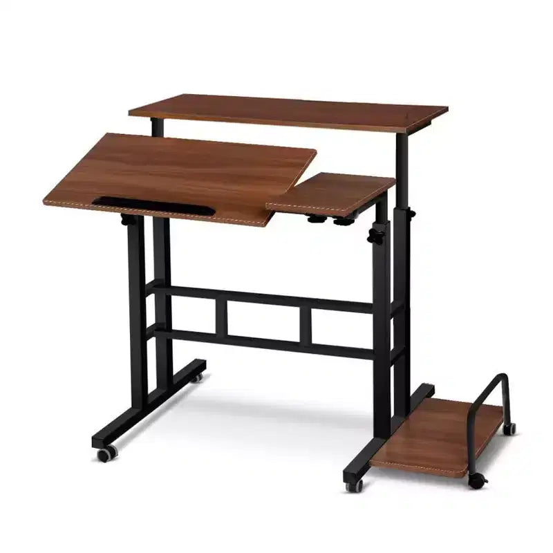 Petit bureau debout avec roulettes, bureau mobile, table debout portable sur roulettes pour tapis de marche, bureau d'ordinateur roulant à hauteur réglable