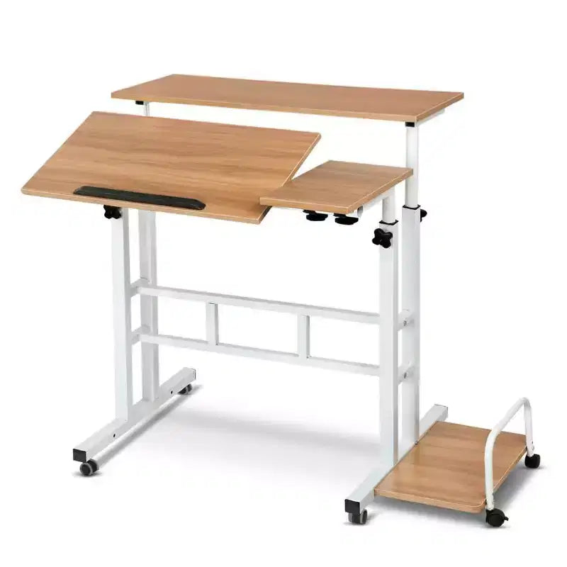 Petit bureau debout avec roulettes, bureau mobile, table debout portable sur roulettes pour tapis de marche, bureau d'ordinateur roulant à hauteur réglable