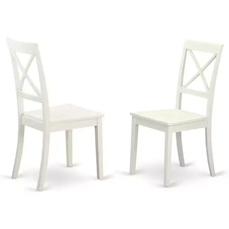 HomeStock Chaises de salle à manger à dossier croisé en bois massif, lot de 2