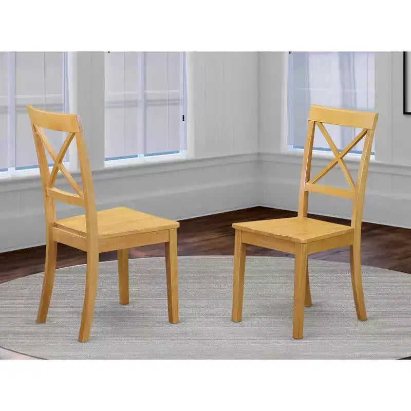 HomeStock Chaises de salle à manger à dossier croisé en bois massif, lot de 2