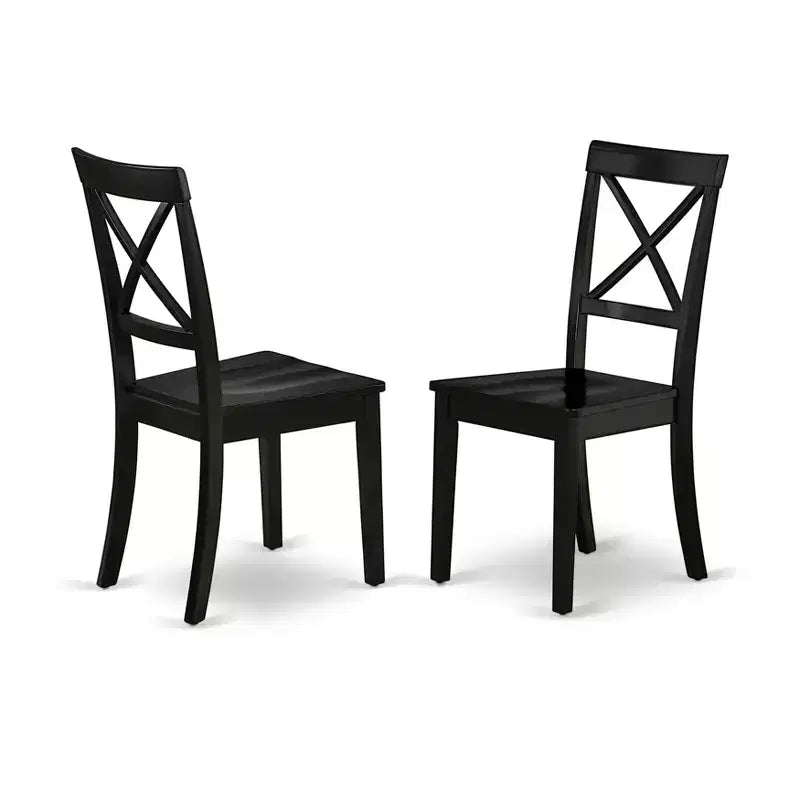 HomeStock Chaises de salle à manger à dossier croisé en bois massif, lot de 2