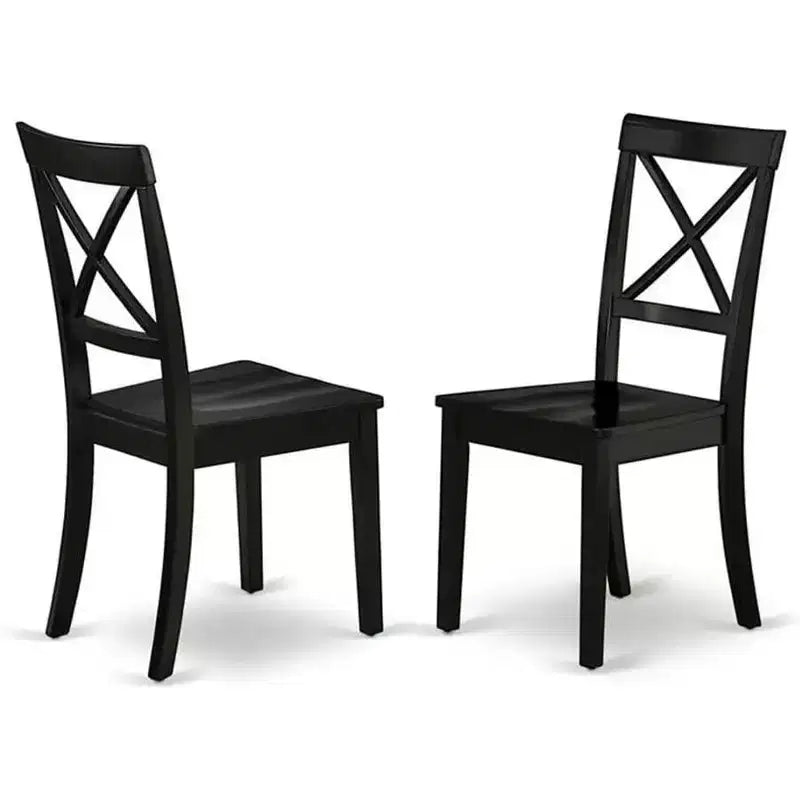 HomeStock Chaises de salle à manger à dossier croisé en bois massif, lot de 2