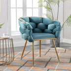 TROPOW Fauteuil d'appoint Moderne Confortable Velours Rembourré Fauteuil Tonneau Pieds en Métal Doublure Douce Canapé Simple Fauteuil de Maquillage
