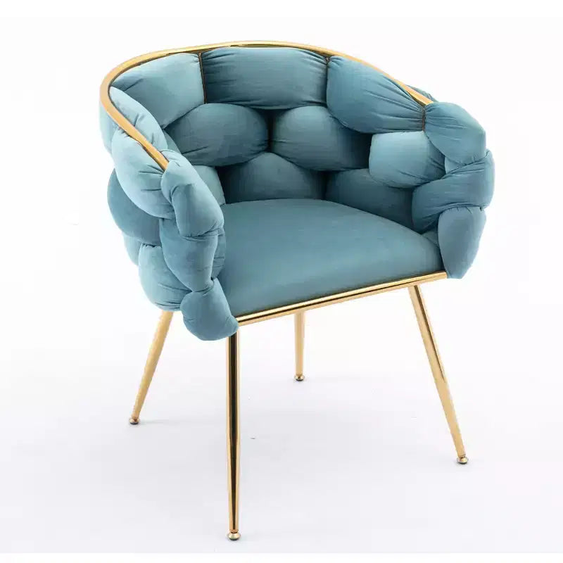 TROPOW Fauteuil d'appoint Moderne Confortable Velours Rembourré Fauteuil Tonneau Pieds en Métal Doublure Douce Canapé Simple Fauteuil de Maquillage