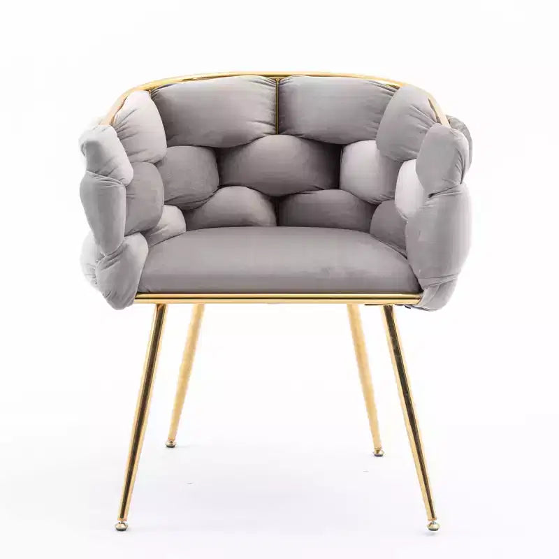 TROPOW Fauteuil d'appoint Moderne Confortable Velours Rembourré Fauteuil Tonneau Pieds en Métal Doublure Douce Canapé Simple Fauteuil de Maquillage