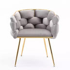 TROPOW Fauteuil d'appoint Moderne Confortable Velours Rembourré Fauteuil Tonneau Pieds en Métal Doublure Douce Canapé Simple Fauteuil de Maquillage