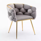 TROPOW Fauteuil d'appoint Moderne Confortable Velours Rembourré Fauteuil Tonneau Pieds en Métal Doublure Douce Canapé Simple Fauteuil de Maquillage