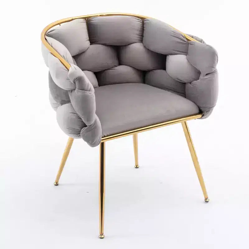 TROPOW Fauteuil d'appoint Moderne Confortable Velours Rembourré Fauteuil Tonneau Pieds en Métal Doublure Douce Canapé Simple Fauteuil de Maquillage