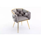 TROPOW Fauteuil d'appoint Moderne Confortable Velours Rembourré Fauteuil Tonneau Pieds en Métal Doublure Douce Canapé Simple Fauteuil de Maquillage
