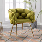 TROPOW Fauteuil d'appoint Moderne Confortable Velours Rembourré Fauteuil Tonneau Pieds en Métal Doublure Douce Canapé Simple Fauteuil de Maquillage