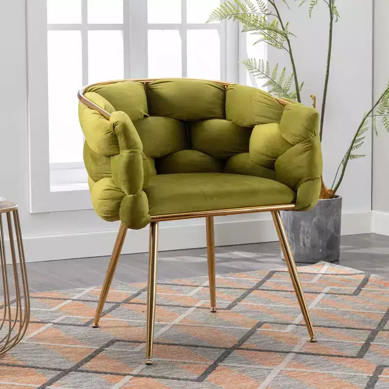 TROPOW Fauteuil d'appoint Moderne Confortable Velours Rembourré Fauteuil Tonneau Pieds en Métal Doublure Douce Canapé Simple Fauteuil de Maquillage