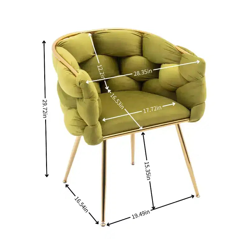 TROPOW Fauteuil d'appoint Moderne Confortable Velours Rembourré Fauteuil Tonneau Pieds en Métal Doublure Douce Canapé Simple Fauteuil de Maquillage