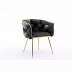 TROPOW Fauteuil d'appoint Moderne Confortable Velours Rembourré Fauteuil Tonneau Pieds en Métal Doublure Douce Canapé Simple Fauteuil de Maquillage