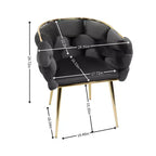 TROPOW Fauteuil d'appoint Moderne Confortable Velours Rembourré Fauteuil Tonneau Pieds en Métal Doublure Douce Canapé Simple Fauteuil de Maquillage