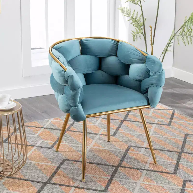 TROPOW Fauteuil d'appoint Moderne Confortable Velours Rembourré Fauteuil Tonneau Pieds en Métal Doublure Douce Canapé Simple Fauteuil de Maquillage
