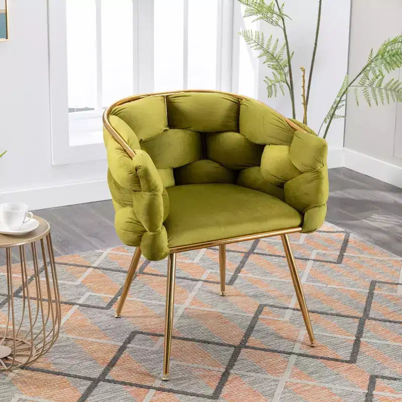 TROPOW Fauteuil d'appoint Moderne Confortable Velours Rembourré Fauteuil Tonneau Pieds en Métal Doublure Douce Canapé Simple Fauteuil de Maquillage