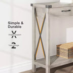 COZONY 43 Table console de ferme avec 2 tiroirs et étagère de rangement à 2 niveaux, table d'entrée et de canapé étroite en bois pour couloir et salon
