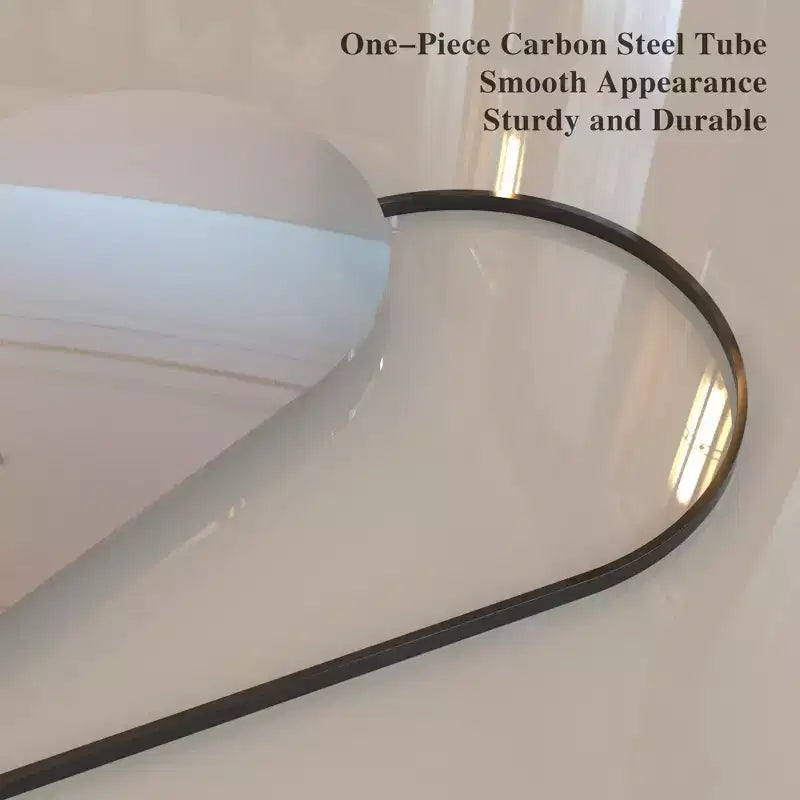 Miroir arqué pleine longueur en aluminium 7132, miroir de salon avec cadre en aluminium, grands miroirs sur pied pour la maison noir