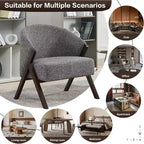 Fauteuil d'appoint moderne du milieu du siècle avec revêtement en tissu bouclette, fauteuil de salon bas pour le salon, la chambre à coucher, chaise de lecture confortable avec cadre en bois