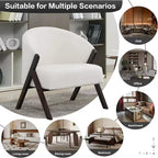 Fauteuil d'appoint moderne du milieu du siècle avec revêtement en tissu bouclette, fauteuil de salon bas pour le salon, la chambre à coucher, chaise de lecture confortable avec cadre en bois