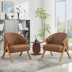 Fauteuil d'appoint moderne du milieu du siècle avec revêtement en tissu bouclette, fauteuil de salon bas pour le salon, la chambre à coucher, chaise de lecture confortable avec cadre en bois