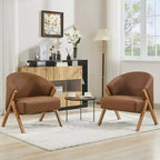 Fauteuil d'appoint moderne du milieu du siècle avec revêtement en tissu bouclette, fauteuil de salon bas pour le salon, la chambre à coucher, chaise de lecture confortable avec cadre en bois