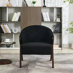 Fauteuil d'appoint moderne du milieu du siècle avec revêtement en tissu bouclette, fauteuil de salon bas pour le salon, la chambre à coucher, chaise de lecture confortable avec cadre en bois