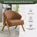 Fauteuil d'appoint moderne du milieu du siècle avec revêtement en tissu bouclette, fauteuil de salon bas pour le salon, la chambre à coucher, chaise de lecture confortable avec cadre en bois
