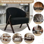 Fauteuil d'appoint moderne du milieu du siècle avec revêtement en tissu bouclette, fauteuil de salon bas pour le salon, la chambre à coucher, chaise de lecture confortable avec cadre en bois